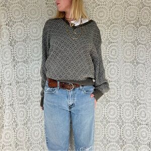 Vintage 90s Patterned V-Neck Knit